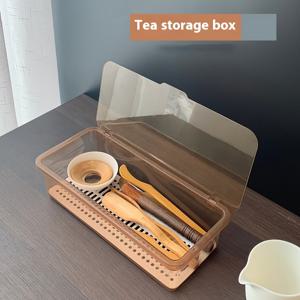 TEMU 1pc 덮여 있는 먼지 방지 젓가락 및 숟가락 세트 보관함 - 휴대용, 배수형 주방 젓가락, 숟가락 및 포크 보관 랙, 투명 플라스틱 보관 케이지, 주방용품 홀더 | 투명 디자인 | 투명 뚜껑 기능