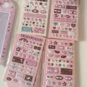 TEMU 4개 3D 버블 스티커 - 별, 날개, 하트, 리본, 동물 등 | DIY 저널, 스크랩북킹, 플래너용 글리터 자체 접착 플라스틱 데칼 | 매트 마감, 레드/블랙, 불규칙한 모양, 귀여운 만화 장식, 기발한 디자인, 매트 마감 데칼