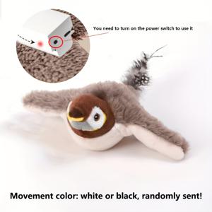 TEMU 1개 MIAOQUANJI 인터랙티브 전동 고양이 장난감, 움직이는 새 포함, USB 충전식, 리얼리스틱 날아다니는 동작, 안전한 플러시 바디 & 깃털 같은 꼬리, 실내/야외 놀이용 - 고양이 전용 (강아지 불가) - 새끼고양이 및 성체 고양이에 적합, 고양이 엔터테인먼트, 애완동물 풍요, 재미있는 액세서리, 깃털 느낌, 유쾌한 반려동물