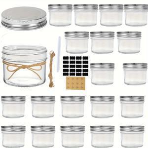 TEMU 20팩 100ML 미니 메이슨 병, 뚜껑이 있는 재사용 가능한 유리 병, 꿀, 양초, DIY 공예품, 다용도 둥근 용기, 식기 세척기 안전, 전기 필요 없음.
