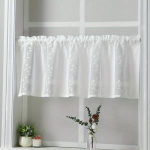 TEMU 1pc 간단한 와이커 패턴 맨틀, 화이트 브레이드 작은 커튼, 막대 포켓 카페 커튼 발란스, 창문 문 캐비닛 주방 홈 데코용으로 적합합니다