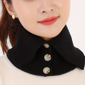 TEMU 1개 여성용 칼라 스카프 - 우아한 버튼다운 넥워머, 야외 및 캐주얼 착용을 위한 부드럽고 신축성 있는 단색 겨울 액세서리, 세탁기 사용 가능, 추운 날씨 장비, 질감 니트웨어, 스타일리시 버튼 디테일, 시크한 목걸이 패션, 내구성 있는 니트웨어, 사무실복