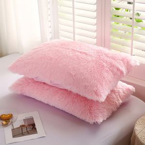 TEMU 2pcs Shaggy Fluffy Faux Fur Pillowcases - 울트라 소프트 플러시 폴리에스테르, 지퍼 클로저, 120gsm, 기계 세척 가능, 2가지 색상 (투르코아즈 & 화이트) 소파, 소파, 홈 데코 - 편안한 선물 아이디어, 플러시 베개 커버, 장식 베개 커버, 지퍼 베개 커버, 부드러운 텍스처