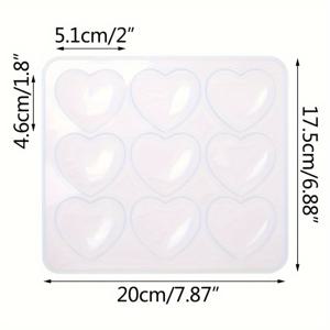 TEMU DIY 에폭시 9 구멍 심장 모양 실리콘 거울 펜던트 플라스터 디퓨저 돌 모양, 심장 모양 펜던트, 실리콘 몰