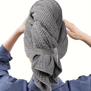 TEMU 1pc 대형 사이즈 초소프트 퀵드라이 마이크로파이버 헤어 타월 - 초흡수성, 곱슬머리 및 두꺼운 머리용 퀵드라이, 마이크로파이버, 향수 없음, 여성용 이상, 헤어 타월, 편안한 질감, 질감