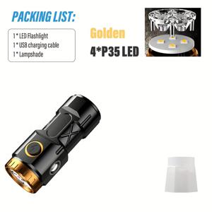 TEMU 1pc 미니 충전식 LED 손전등, 알루미늄 합금, 5 모드, 스폿 빔, 150 루멘, 500mAh 배터리, USB Type-C 충전, 비수면, 충전 케이블 포함, 모험, 캠핑, 하이킹, 여행에 이상적 - 크리스마스, 할로윈, 새해, 노동절, 아버지의 날 선물