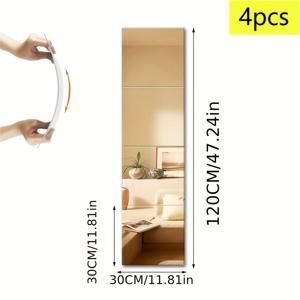 TEMU 1mm, 30cm, 사각 아크릴 벽 스티커 조합, 아크릴 3D 벽걸이 거울, 벽걸이 화장 거울, 기숙사용 접착식 거울, 홈 운동, 체육관 복도 거울, 침실, 가정용 장비 거울