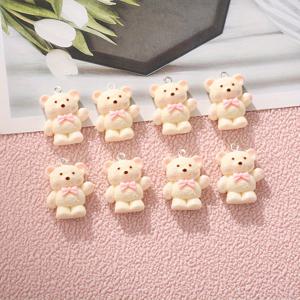 TEMU DIY 귀걸이, 목걸이, 키체인, 가방 장식에 사용할 수 있는 리본 넥타이가 달린 8개의 수지 곰돌이 펜던트 - 완벽한 수제 공예품