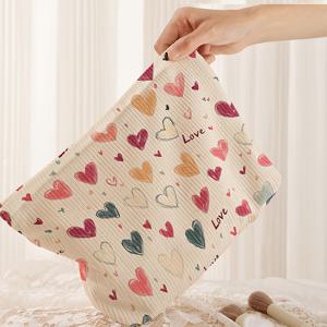 TEMU 발렌타인데이 선물: 여성용 클러치 백 - 귀여운 하트 패턴 메이크업 파우치, 가볍고 지퍼 안감 다기능 화장품 & 액세서리 수납가방, 그녀를 위한 완벽한 선물