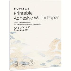 TEMU 20pcs FOMZZE 와시 종이 스티커 - 자체 접착, 흰색, 인쇄 가능, DIY 아트/공예/카드/앨범/스크랩북용, 잉크젯 프린터 호환, 매트 핏, 4.3