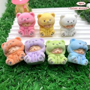 TEMU 3/4개 2.6*2.9cm 혼합 색상 레진 플로킹 수직 구멍 입체 곰 DIY 홈 , 비즈 펜 액세서리, 모바일 폰 체인 가방 체인 키체인 장식, 차량 장식용 매달린 장식