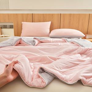 TEMU 1pc 초경량 쿨 여름 담요 - 가벼우며 통기성이 좋고 피부 친화적이며 뜨거운 잠자는 사람들을 위한 단색, 손쉽게 관리할 수 있으며 기계 세척 가능한 폴리에스터 퀼팅 커버, 꽃 자수, 모든 계절 사용에 적합한 모든 계절 편안함 | 꽃 자수 커버 | 통기성이 좋은 원단, 여름 담요