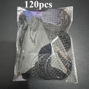 TEMU 120개 라운드 화분 구멍 메쉬 패드 - 블랙 방수 가스켓, 부드러운 분재 배수 스크린, 건강한 꽃을 위한 통기성 정원용품, 배수 지지 패드 | 투명 포장 | 기능적인 정원 용품|화분
