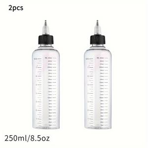 TEMU 2개입 250ml 재충전 가능한 머리염색용 애플리케이터 병, 등급 측정계가 있는 쉬운 압박 디자인, 집에서 DIY하거나 샬롱에서 사용하기에 완벽, 샬롱용품 | 등급 측정계 | 플라스틱 구성, 머리염색용품