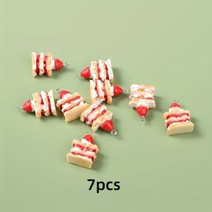 TEMU DIY 주얼리 만들기용 미니 레진 케이크 오너먼트 7개 세트, 귀걸이, 폰 체인, 백팩 장식 및 수공예 용품, 홈 데코 액세서리, 완벽한 휴일 선물, 참