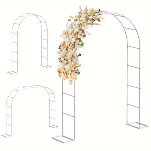 TEMU 5.3ft 너비 x 7.6ft 높이 또는 7.9ft 너비 x 6.3ft 높이의 금속 정원 아치 트렐리스 - 쉬운 조립, 등반 식물에 견딜 만한 내구성, 야외 및 실내 결혼식, 장식용 포도주, 정원 구조에 이상적, 야외 정원 아르보르