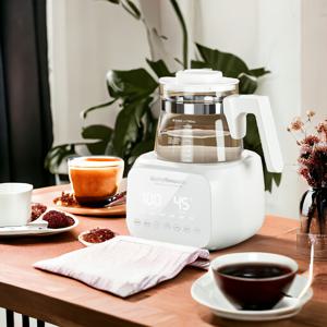 TEMU LED 터치스크린 & 정밀 온도조절기 (45-100°C) - 1.3L 보로실리케이트 유리 전동 주전자, BPA 프리, 보온 기능, 조용한 가열 기능, 분유/차/요리용 - 부모님과 전문 주방에 이상적인 베이비스무스