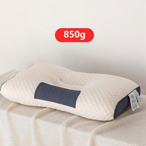 TEMU 럭셔리 니트 침대 베개, 목 지원 및 수면 마사지 코어 - 850g, 습기 방지 및 통기성, 완벽한 편안함과 휴식을 위한 부드러운 퀼팅 디자인, 흰색과 검은색 스티칭, 지퍼 잠금, 손세탁 전용, 편안한 목 지원 | 우아한 침실 액세서리 | 퀼팅 폴리에스터 원단
