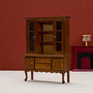 TEMU 1:12 스케일 미니어처 DIY 인형집 가구 - 여러 선반과 서랍이 있는 나무 수직 디스플레이 캐비닛, 금색 핸들, 인형집 액세서리, 인형집 장식에 이상적, 인형집 장식 | 빈티지 스타일 캐비닛 | 세부적인 공예 기술, 인형 가구
