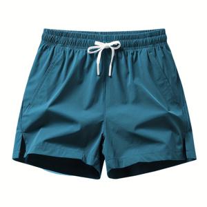 TEMU 남성용 러닝 쇼츠 - 신축성 허리밴드 & 끈 조절 가능한 가벼운 통기성 운동 반바지, 체육관 및 여름 운동용 수분 흡수 빠른 건조 원단, 단색 캐주얼 스포츠웨어, 운동복