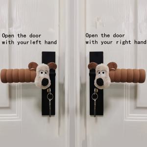 TEMU 2pcs 귀여운 개 디자인 충돌 방지 및 방지 문 손잡이 커버 - 침실/욕실 안전 보호자, 어린이 친화적, 키링 및 정리함 포함, 문 손잡이 커버, 방 장식에 완벽