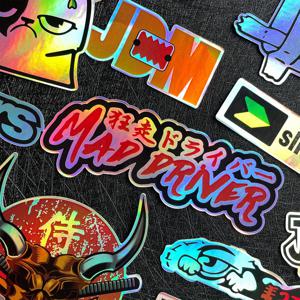 TEMU 40개 레이저 JDM 자동차 비닐 스티커 모터사이클 헬멧 데칼
