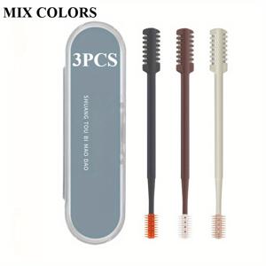 TEMU 3pcs 스테인리스 스틸 이중면 코털 트리머 오렌지 핸들 - 수동 코털 청소 가위, 남성과 여성용 개인용품 도구, 청소 브러시 및 케이스 포함, 코털 트리머, 남성용 가발, 세련된 디자인, 내구성, 교체 가능한 헤드, 컴팩트 스토리지