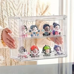 TEMU 3층 스택 가능한 투명 스토리지 캐비닛, 자석 잠금 - 내구성 있는 폴리에틸렌 테레프탈레이트 정리함, 가정, 사무실, 또는 선물 디스플레이용 - 먼지 방지 다목적 디스플레이 케이스, 침대 아래 스토리지