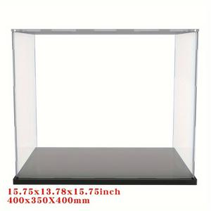 TEMU 16x14x16인치 투명 아크릴 디스플레이 케이스, 매트 블랙 베이스 - 액션 피규어, 수집품 및 모델용 방진 플라스틱 박스 - 할로윈 및 크리스마스 선물로 완벽함