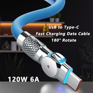 TEMU USB에서 Type C로의 120W 6A 고속 충전 케이블, 화웨이 호너 샤오미 레드미 포코 오포 비보 호환 고속 USB 충전기 데이터 케이블 아연 합금 자동차용 USB C 리퀴드 실리콘 충전 코드 1m/1.5m/2m|C타입충전기