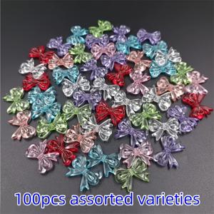 TEMU 100개 15*19mm 컬러풀 투명 아크릴 보우 비즈 홀이 있는, DIY 휴대폰 체인 목걸이 액세서리 보석 만들기 재료, 비즈 정렬