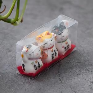 TEMU 3pcs 미니 세라믹 행운의 고양이, 일본식 행운의 고양이 조각품, 행운을 위한 것, 전기 없이도, 책장, 거실, 집, 사무실 장식, 새해 및 유니버설 휴일 선물|책꽂이|책장