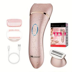 TEMU 하트커 여성용 2-in-1 제모기 - USB 충전식 스테인리스 스틸 블레이드, 다기능 홈 헤어 풀러 & 제모 도구, 민감한 라이트 베이지, 휴대용 및 사용 편리, 슬림 핸들 디자인, 내구성 있는 구조