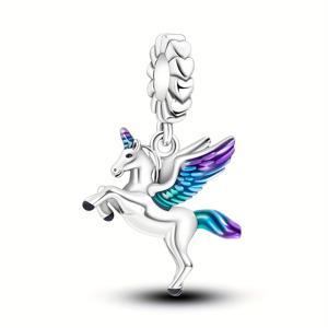 TEMU 1개 심플 블루 퍼플 에나멜 럭키 러브 유니콘 애니멀 펜던트 참 DIY 주얼리 만들기용 여성 생일 선물 원본 팔찌 목걸이 키체인 비즈
