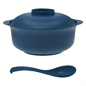 TEMU 1100ml/38oz 대용량 캐서롤 볼과 뚜껑, 수프 스푼, 라면 볼, 학생 식사 볼, 벤토 볼, 가족 레스토랑, 추가 대용량 식기, 식기 세척기 안전, 두 개 세트