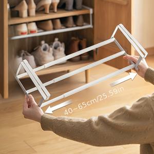TEMU 1개 조절 가능한 금속 신발 선반, 40-65cm 확장 가능한 선반, 접이식 계단식 수납 정리함, 옷장, 주방, 다중 실 사용을 위한 공간 절약형 바닥 아래 바구니, 골드 튜브 직경 12-16mm|신발정리대