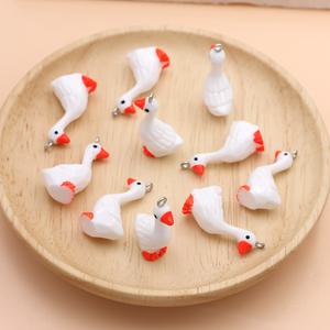 TEMU 10개 흰색 거위 수지 장신구, DIY 쥬얼리, 수제 귀걸이, 목걸이, 키체인 장식 액세서리용 3D 동물 펜던트