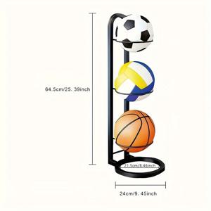 TEMU 1단 슬릭 블랙 & 화이트 아이언 스포츠 볼 거치대 - 농구, 축구, 배구 등에 적합한 튼튼한 디스플레이 랙 - 홈 데코 및 휴일 축하용 이상적, 농구 액세서리