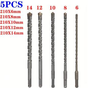 TEMU 5개 SDS 플러스 드릴 비트 세트, 고탄소강, 다중 사이즈 210x6mm부터 340x12mm, 콘크리트, 벽돌, 타일, 대리석용 금속 임팩트 드릴 비트 - 내구성 있는 로터리 해머 호환 키트, 금속용 드릴 비트 세트