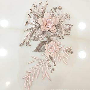 TEMU 1pc 컬러풀한 3D 레이스 애플리케이션, 빨간 꽃무늬 메쉬 자수 패치, DIY 드레스 의류 액세서리 스티커