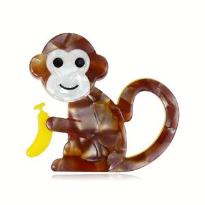 TEMU 1pc 손수 제작된 혼합 색상 아크릴 원숭이 버튼, 바나나 디테일, 캐주얼 동물 패턴 패션 액세서리, 드레스 및 모자 장식, 이상적인 휴일 선물