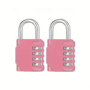TEMU 2팩 SecurePlus 지질 합금 조합 패드락, 4자리 코드, 날씨에 내성을 갖고, 조립이 필요하지 않음, 충전되지 않음, 학교 체육관 회의실 호텔 공장 보관함, 창문, 도구 상자, 잠금 상자 - 블랙 & 핑크 혼합