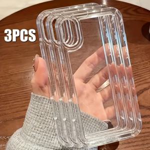 TEMU 3개 세트 투명 충격 방지 TPU 모바일 폰 케이스, 애플 아이폰 16, 15, 14, 13, 12, 11, XS, XR, X, 8, 7 미니, 플러스, 프로 맥스, SE 시리즈에 적합, 친구, , 남자친구, 가족 또는 자신에게 선물하기 좋은 완벽한 선물입니다