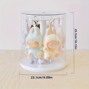 TEMU 1개 360° 회전 수납 박스, 아크릴 방진 컬렉션 캐비닛, LABUBU 인형 펜던트 원통형 전시 스탠드, LABUBU 컬렉션에 완벽한 선물용
