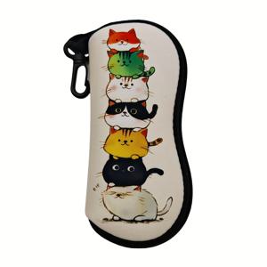 TEMU 귀여운 고양이 테마 안경 케이스 1개 - 사랑스러운 카툰 고양이 디자인, 부드러운 합성고무 스태커블 보관함, 여성 선물 추천, 크리스마스 또는 일상용, 컬러풀한 안경 케이스 | 합성고무 케이스, 귀여운 안경 케이스
