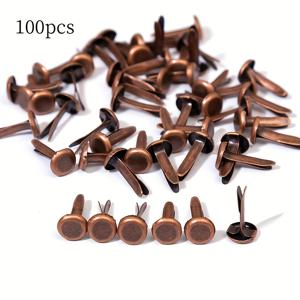 TEMU 100pcs 고전적인 청동 미니 브래드 - 스크랩북, DIY 공예, 카드 만들기 및 종이 프로젝트용 평평한 둥근 헤드가 있는 튼튼한 철 사각형 패스트너, 스크랩북 용품, 고전적인 청동 마감, 공예와 방 장식에 이상적