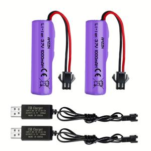 TEMU AMZZN 3.7V 1000mAh 18650 리튬이온 충전식 배터리 - SM-2P 커넥터 포함, RC 자동차, 드론 및 프로젝트용 이상적인 배터리, RC 자동차 배터리 | 컴팩트 배터리 | 안전한 커넥터 배터리