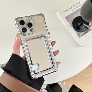 TEMU APPLE Iphone 모델 11, 12, 13, 14, 15, 16, 플러스, 프로, 및 프로용 인스 스타일 전기 도금 단색 사이드 인서트 카드 정밀 구멍 폰 케이스
