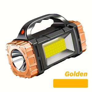 TEMU 1pc 태양 충전식 LED 손전등, COB 측면 조명, 야간 독서, 하이킹, 캠핑, 낚시 및 비상 상황용 휴대용 손전등, 1200mAh 리튬 배터리, USB 충전, 150 밝기, ABS 소재, 전원 출력 제어, 야외 캠핑 조명 | 다기능 손전등 | 내구성 있는 야외 손전등, 야외 랜턴
