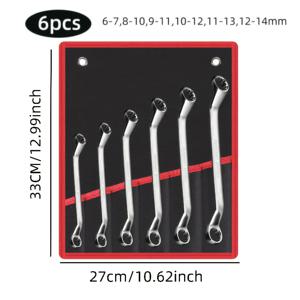 TEMU 6pcs 이중 끝 조합 렌치 세트, 크롬 반디움 강철, 기계적 작동, 롤업 보관 가방 포함, , 자동차 수리 및 파이프 작업, 산업용 손 도구|스타일리시한 조합 렌치 세트|내구성 있는 구조